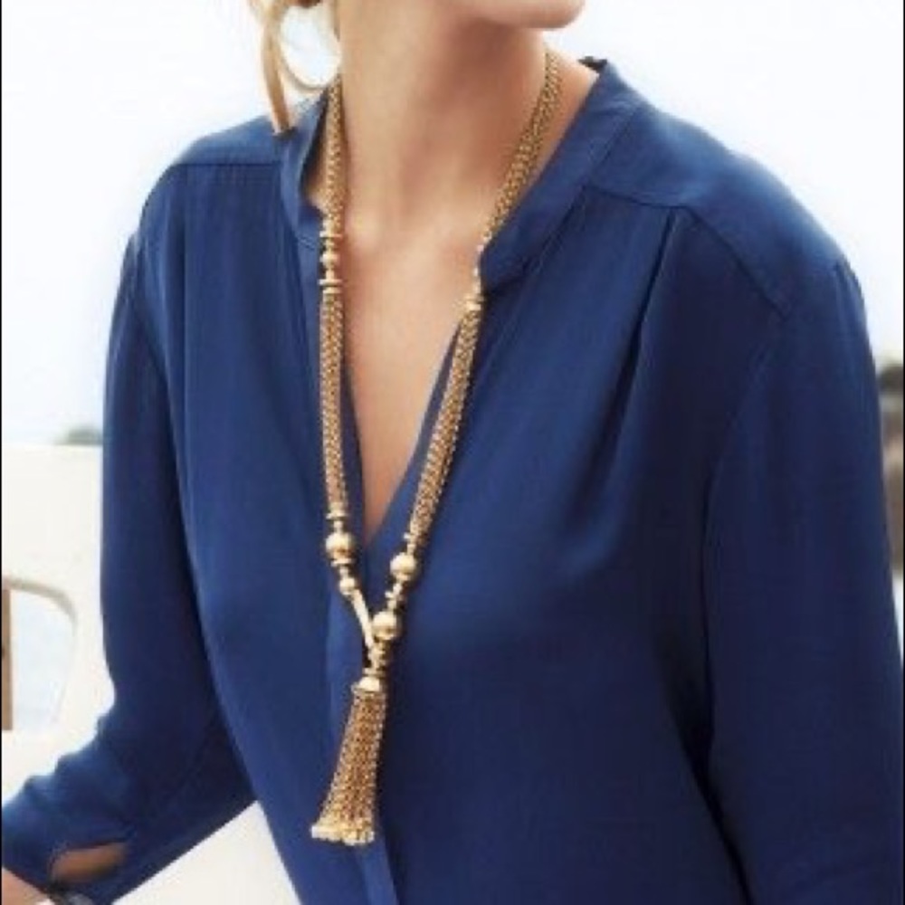 Stella & Dot Gold Bianca tassel necklace
